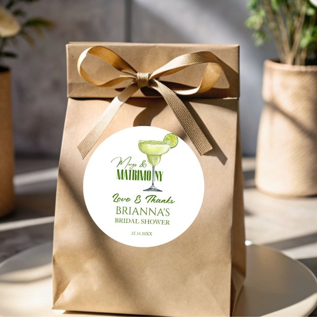 Sticker Rond Margs et mariage enterrement de vie de jeune fille (Margs and matrimony bridal shower monogrammed favor stickers personalized thank you favor stickers)