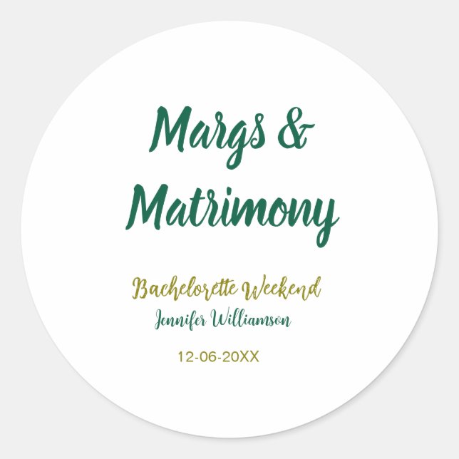 Sticker Rond Margs et matrimone ajouter nom date enterrement de (Devant)