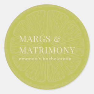 Sticker Rond Margs & Matrimony Vert Citron Enterrement de Vie d