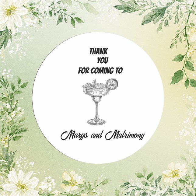 Sticker Rond margs noirs et blancs et mariage merci (Créateur téléchargé)