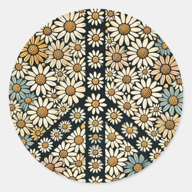 Sticker Rond Marguerite des signes de paix (Devant)