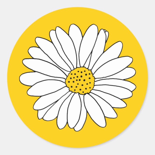 Sticker Rond Marguerite jaune et blanc 2 (Devant)