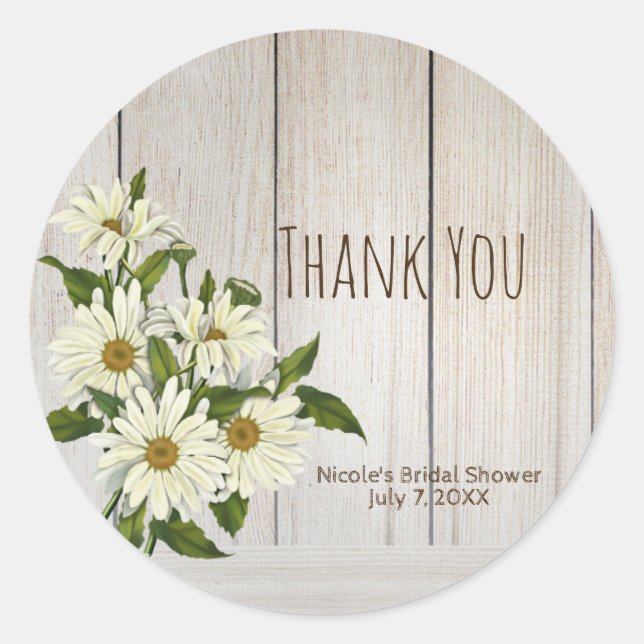 Sticker Rond Marguerites de Campagne Rustique Fleur (Devant)