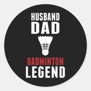 Sticker Rond Mari Badminton Drôle Sportif Mari Papa Amateur de