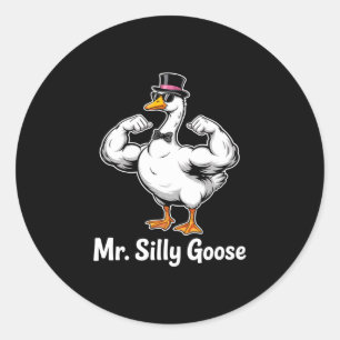 Sticker Rond Mari de monsieur l'oie ridicule pont pour être la 
