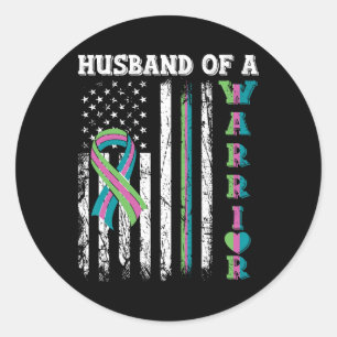 Sticker Rond Mari D'Un Guerrier Metastatic Cancer Du Sein Usa