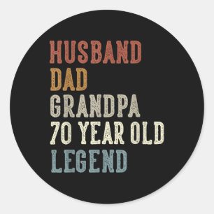 Sticker Rond Mari papa grand-père 70 ans légende 70e anniversai