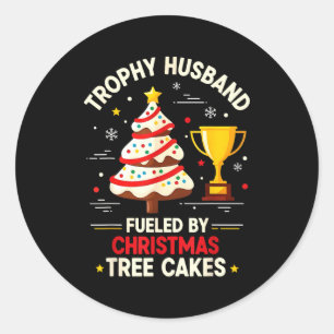 Sticker Rond Mari Retro époux alimenté par gâteau d'arbre de No