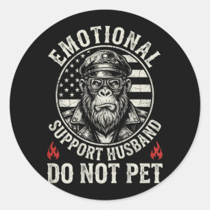 Sticker Rond Mari Support Emotionnel Ne Caresse Pas Singe Drôle