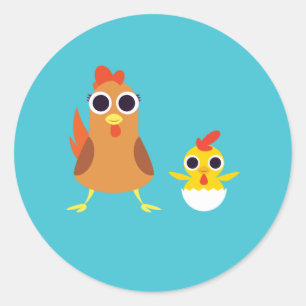 Sticker Rond Maria et bandit les poulets
