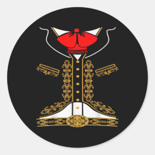 Sticker Rond Mariachi Charro Costume Mexicain Pour Cinco De May