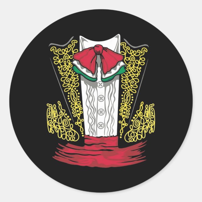 Sticker Rond Mariachi Charro Costume Mexicain Pour Dia De Los M (Devant)