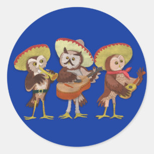 Sticker Rond Mariachi Owl
