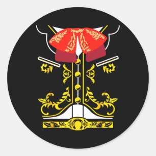 Sticker Rond Mariachi Tee Charro Cinco De Mayo Hallowee