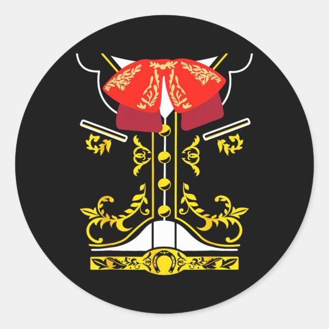 Sticker Rond Mariachi Tee Charro Cinco De Mayo Hallowee (Devant)