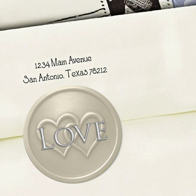 Sticker Rond Mariage à deux cœurs entrelacés gris chaud (Créateur téléchargé)