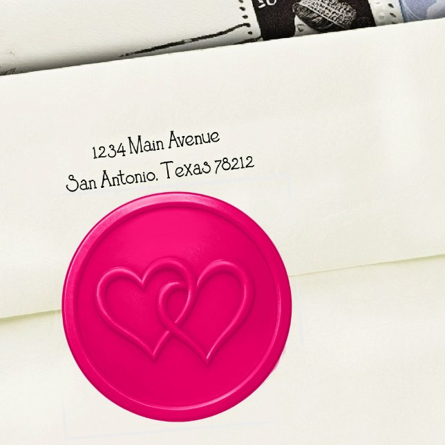 Sticker Rond Mariage à deux cœurs entrelacés rose vif (Créateur téléchargé)