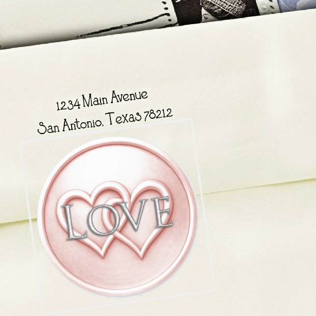 Sticker Rond Mariage à deux cœurs entrelacés roses (Créateur téléchargé)