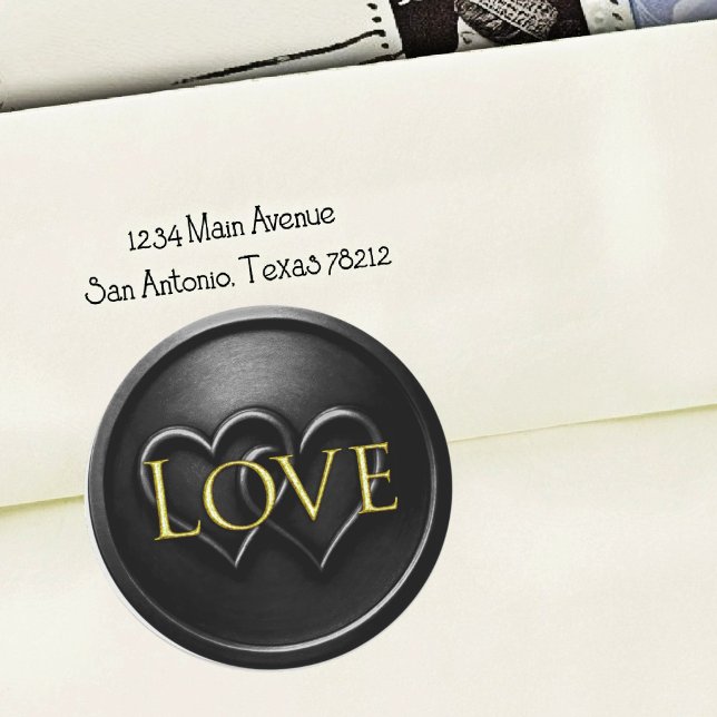 Sticker Rond Mariage à deux cœurs noirs entrelacés (Créateur téléchargé)