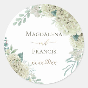 Sticker Rond mariage à fleurs blanc Hydrangea