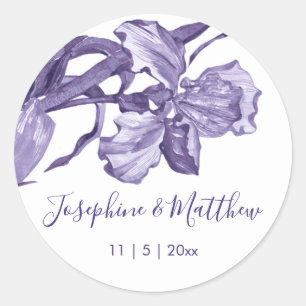 Sticker Rond Mariage à fleurs Iris violet
