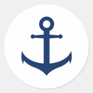 Sticker Rond Mariage à l'ancre bleu marine nautique