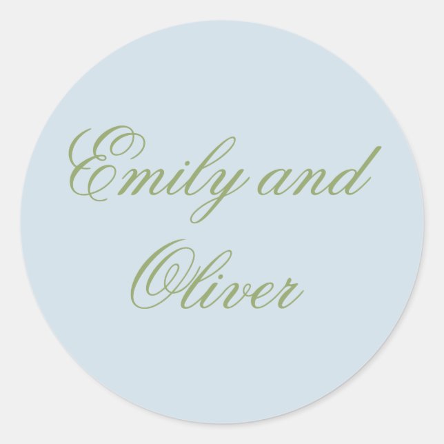 Sticker Rond Mariage à l'aquarelle florale bleu vert  (Devant)