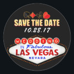 Sticker Rond Mariage à Las Vegas Signer néon lumière Enregistre<br><div class="desc">Save the Date Neon Sign for destination Weddings in Fabulous Las Vegas.</div>