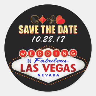 Sticker Rond Mariage à Las Vegas Signer néon lumière Enregistre