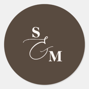 Sticker Rond Mariage à l'Esperluette de Monogramme Classique Sc