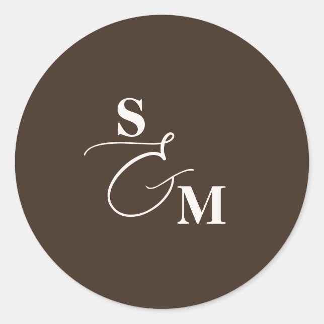 Sticker Rond Mariage à l'Esperluette de Monogramme Classique Sc (Devant)