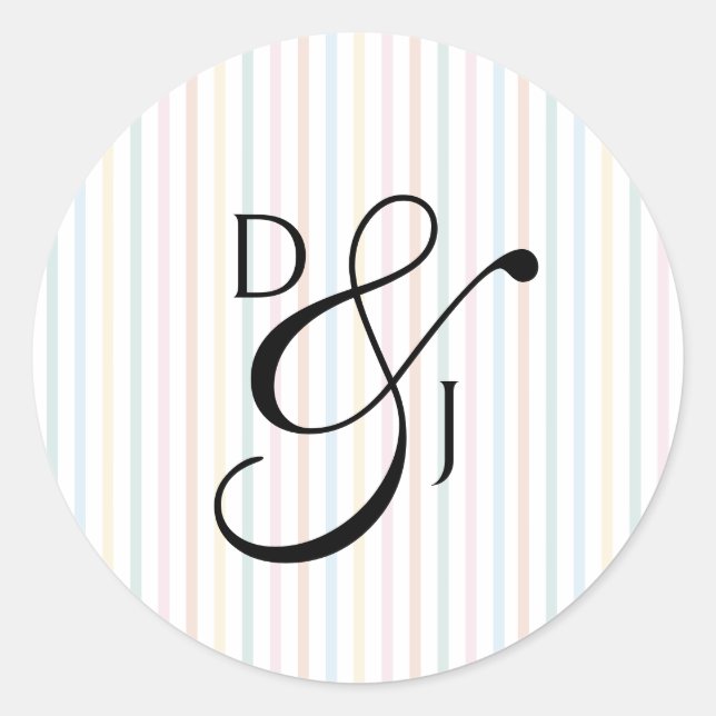 Sticker Rond Mariage à l'Esperluette de Script de Monogramme de (Devant)