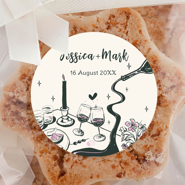 Sticker Rond Mariage à main fantaisiste (Créateur téléchargé)