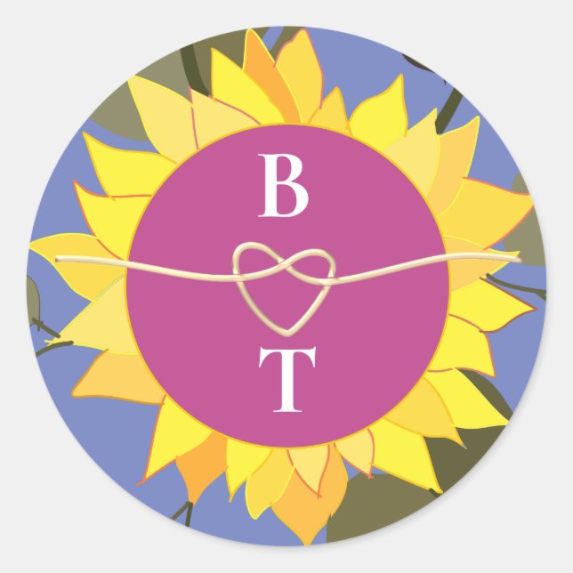 Sticker Rond Mariage à monogramme floral rétro (Devant)