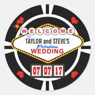 Sticker Rond Mariage à Vegas Casino Favoriser Poker Chip
