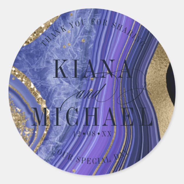 Sticker Rond Mariage abstrait Agate Minuit ID827 (Devant)