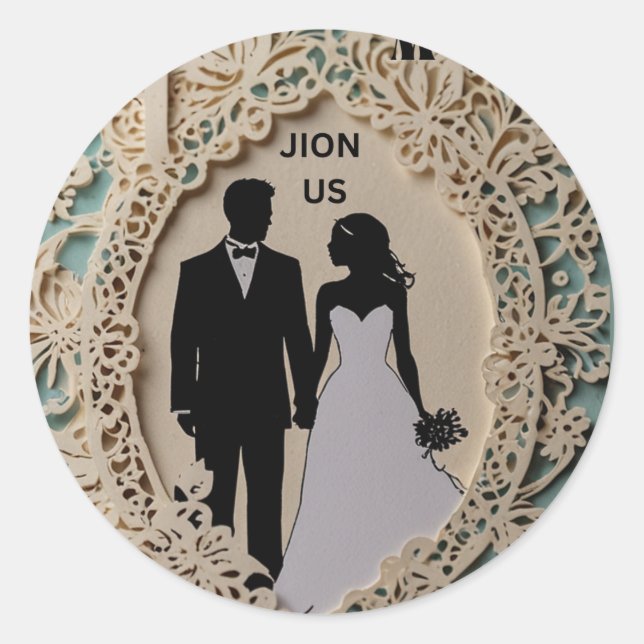 Sticker Rond mariage abstrait couple complexe art (Devant)