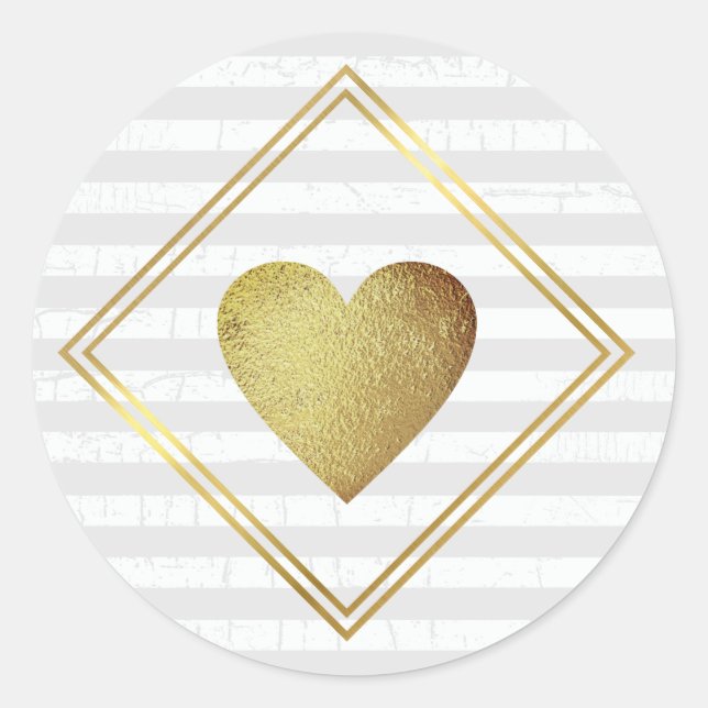 Sticker Rond mariage amour coeur faux or vieux (Devant)