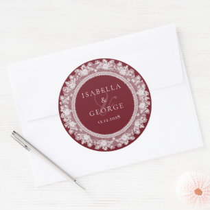 Sticker Rond Mariage Ancien Argent Bourgogne Blanc Remerciement