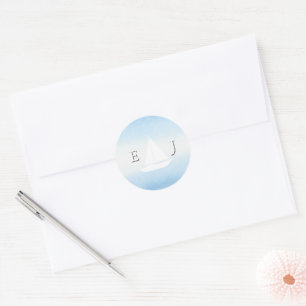 Sticker Rond Mariage Aquarelle Eau Rencontre Ciel