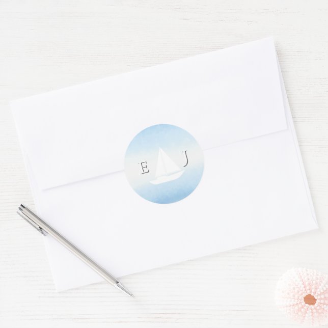 Sticker Rond Mariage Aquarelle Eau Rencontre Ciel (Enveloppe)