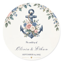 Mariage aquarelle florale nautique d'ancre