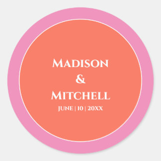 Sticker Rond Mariage aquarelle jardin lever de soleil rose oran