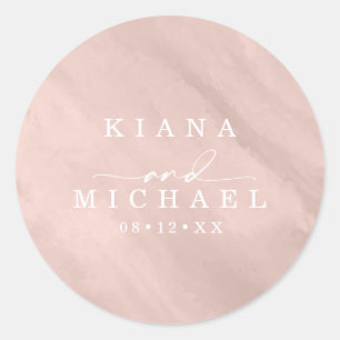 Sticker Rond Mariage Aquarelle moderne Rose Gold ID816