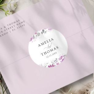 Sticker Rond Mariage aquarelle rose moderne