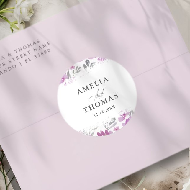 Sticker Rond Mariage aquarelle rose moderne  (Créateur téléchargé)