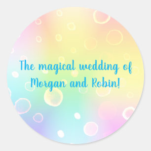 Sticker Rond Mariage arc-en-ciel magique