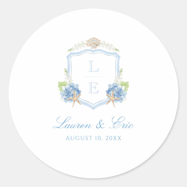 Sticker Rond Mariage Armoiries Monogramme Côtière (Devant)
