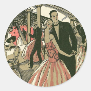 Sticker Rond Mariage Art Déco Vintage, Première Danse des Jeune