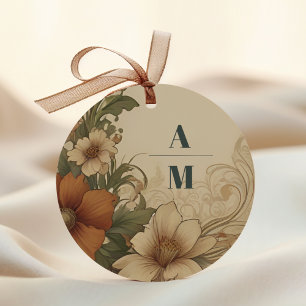 Sticker Rond Mariage Art Nouveau Bougainvillea Vintage